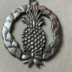 Silver Pewter Pineapple Decor Accent with Antique Finish